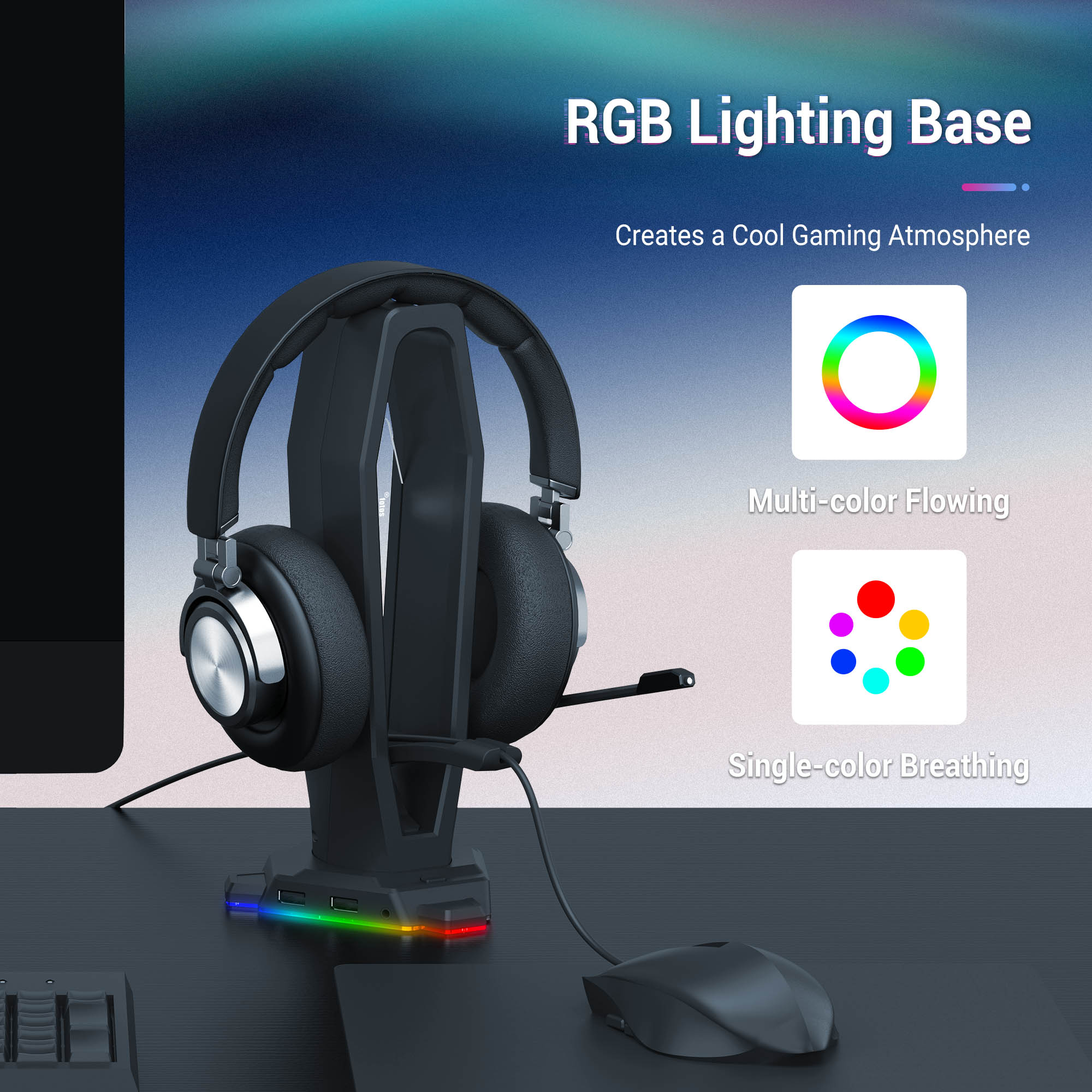 3 في 1 RGB الألعاب سماعة حامل  - مراجعة Mouse Bungee Holder وسعره
