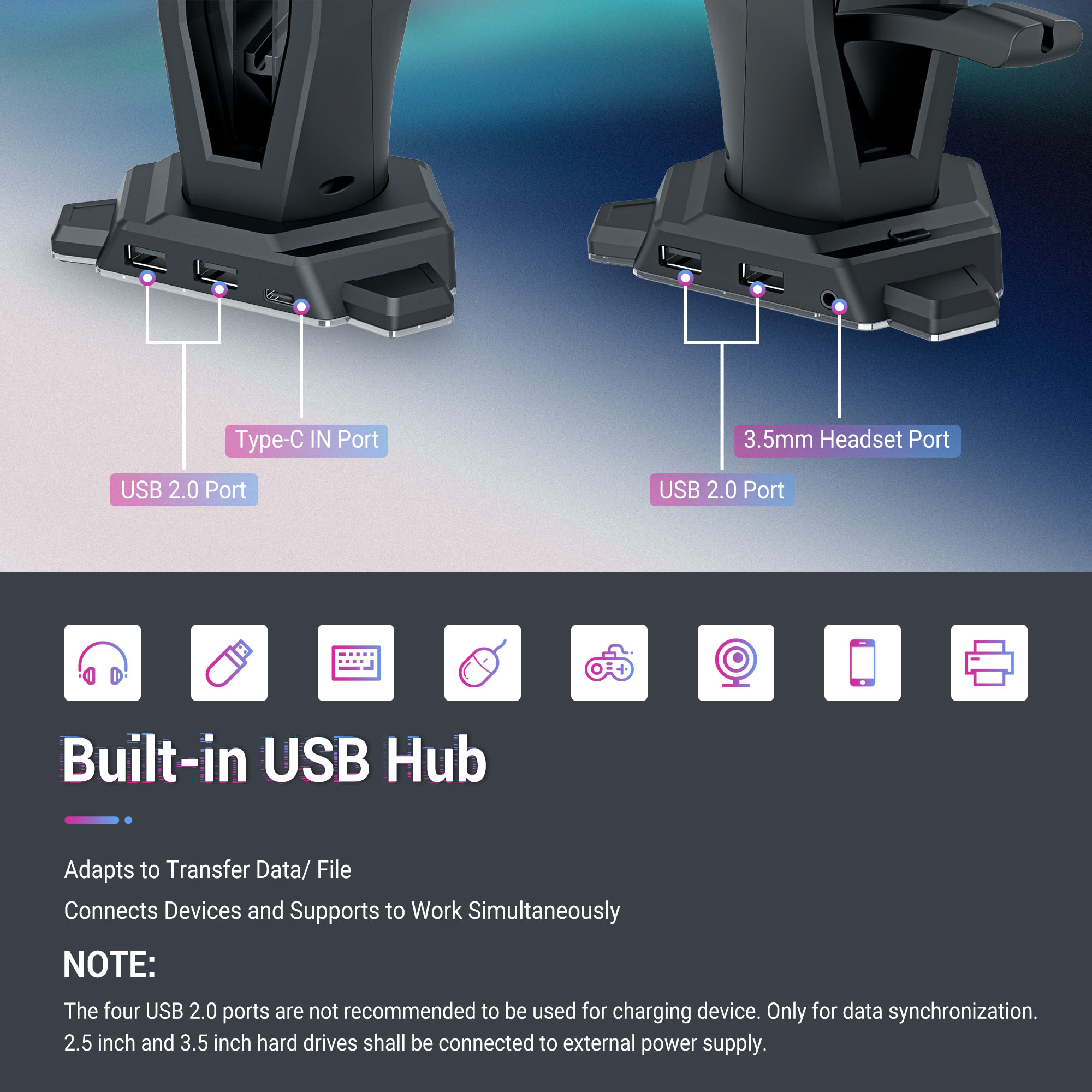 3 في 1 RGB الألعاب سماعة حامل  - مراجعة Mouse Bungee Holder وسعره